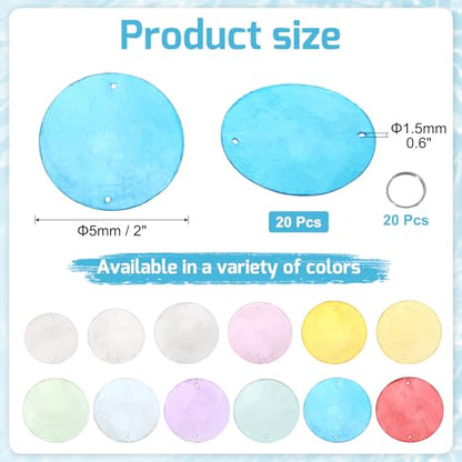 Round Capiz Sea Shells, 2" Shells for Crafting with Closed-end Ring Seashell Beach Real Seashells Fitting for (Wind Chimes Jewelry Making DIY Craft Decoration), 20Pcs&Dark Blue