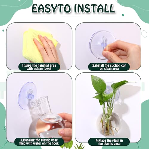 6 Pack Window Propagation Stations Plastic Wall Hanging Planter with Suction Cups Brush Window Suction Plant Holder Vases Tubes Terrarium for Home Office Decor (Bulb)