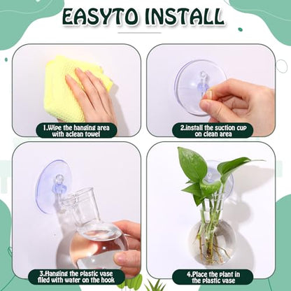 6 Pack Window Propagation Stations Plastic Wall Hanging Planter with Suction Cups Brush Window Suction Plant Holder Vases Tubes Terrarium for Home Office Decor (Bulb)