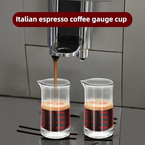 1Pc 3 Oz Glass Measuring Cup,Borosilicate Shot Glass with V-Shaped Spout-Black Red Line 90ml Precision Measuring Cup for Kitchen & Bar (1, Red) - color: Red