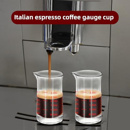 1Pc 3 Oz Glass Measuring Cup,Borosilicate Shot Glass with V-Shaped Spout-Black Red Line 90ml Precision Measuring Cup for Kitchen & Bar (1, Red) - color: Red