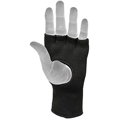 Muay Thai Boxing Inner Gloves Protective Hand Wrap MMA Fist (Black, Large) - color: Black, size: Large
