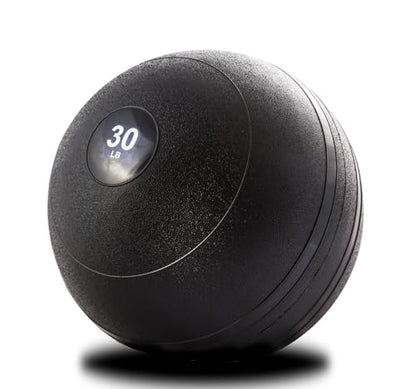 York Barbell 30LB Rubber Slam-Ball – Dead Weight with Textured Surface – Minimal Bounce Absorbs Impact – Pilates Yoga Strength Training Physical Therapy Cardio Exercises for Full Body Workout - Black