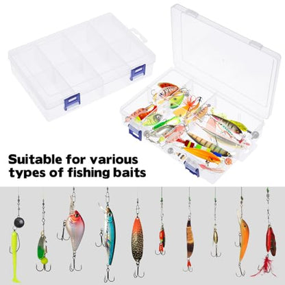 Fish Bait Storage Box, Fishing Spinner Baits Organizer for Bass 2Pcs Spinner Lures Organizer Kit with Portable Carrying Handle Universal Lure Organizers for Bass, Pike, Salmon Lures, Gift for Men