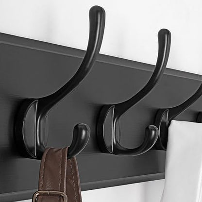 SKOLOO Rustic Coat Rack Wall Mount, 5 Hooks, 17 Inch, Solid Wood, Black - color: Black, size: 17 inch