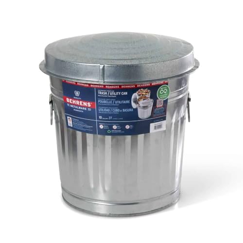 Behrens Manufacturing 6210 Galvanized Steel Trash Can, 10-Gallon - size: 10-Gallon