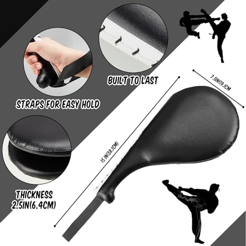 Poen 7 in 1 Taekwondo Kick Pad Boxing Training Equipment Punching Mitts Martial Arts Wrist Band Adjustable Soft Pads Set for Karate Muay Thai MMA Training - color: Black