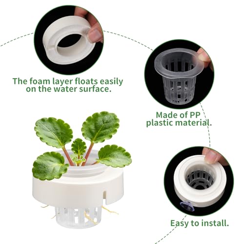 Floating Aquarium Plant Holders with Suction Cups (4 Pack), Translucent Baskets for Fish Tanks, Aquatic Anchors for Live Water Flora Cultivation, Betta & Shrimp Tank Aquascape Ornaments