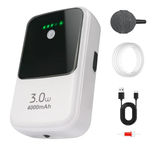 Aquarium Air Pump Rechargeable Aerator for Bait Bucket, Portable Battery Powered Air Pump for Aquarium, Fish Tank Air Pump Bubbler Aerator for Outdoor Fishing (1.5w) - size: 3W
