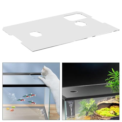 Clear Aquarium Cover for Aquariums Without Center Supports, Aquarium Top Cover with Feeding Holes, 580x280x5mm
