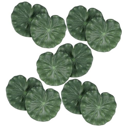 10pcs Simulated Lotus-Leaf Ornaments 17cm Floating Pond Decoration Photo Props Artificial Water Lily Pads for Fish Ponds Aquarium Home Garden Display