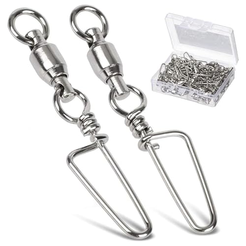 AMYSPORTS High Strength Fishing Snap Swivels - Stainless Steel Ball Bearing Swivels - Saltwater & Freshwater Fishing - size: Size 0+0 (18lb) 25 pcs