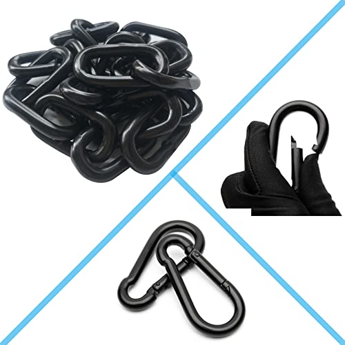 2Pcs 23 Inch Black Heavy Duty Hanging Chains with 4 Carabiners, Chair Hardware for Indoor Outdoor Playground Hanging Chair Hammock Punching Bags 800 LB Capacity (Black Metal Chain-23 Inch-2 Packs)