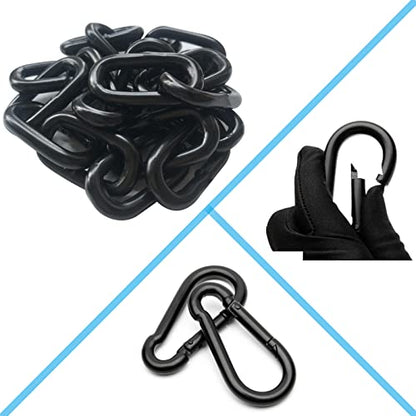2Pcs 23 Inch Black Heavy Duty Hanging Chains with 4 Carabiners, Chair Hardware for Indoor Outdoor Playground Hanging Chair Hammock Punching Bags 800 LB Capacity (Black Metal Chain-23 Inch-2 Packs)