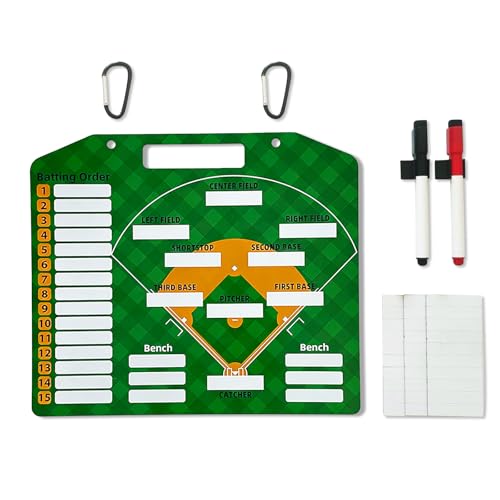 JIANNA Baseball Dry Erase Coaching Clipboard Board with Batting Order Chart, Portable Tactics Planner with Markers, Hooks & Magnetic Player Stickers | Dry Erase