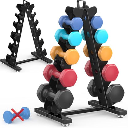 TomCare 6-Tier|5-Tier|4-Tier|2-Tier Dumbbell Rack Stand Only for Home Gym - color: Black, size: 5 Tier