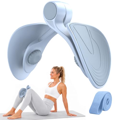 Pelvic Floor Exercise Devices 35lb Resistance Kegel Thigh Trainer with Band | Pelvic Floor Muscle Training, Inner Thigh Exerciser, Postpartum Recovery Support for Women, Suitable for Women and Men - color: Blue