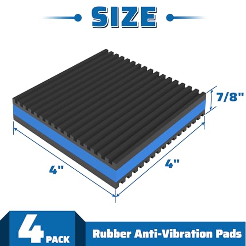 4 Pack Rubber Anti Vibration Pads 4" X 4" X 7/8", Heavy Duty EVA Vibration Isolation Pads for Compressos, Conditioner, Treadmill, Washing Machine, Dryer, Rubber Isolation Pads - size: 4" X 4" X 7/8"
