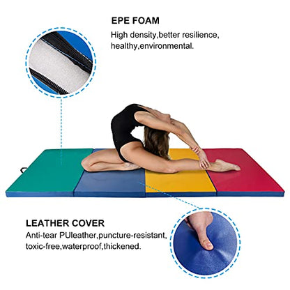 Polar Aurora 4'x8'x2 Thick Folding Gymnastics Exercise Mat Aerobics Stretching Yoga Mats - color: 4 Colors