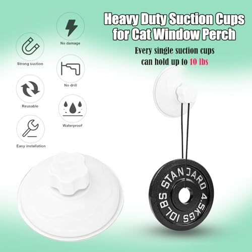 4 Pack Cat Window Perch Suction Cup, Strong Adhesive Replacement Suction Cup with Screws for Foldable & Cordless Cat Window Hammock Seat (Transparent, 85mm Plastic Screws)