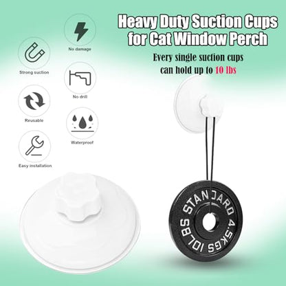 4 Pack Cat Window Perch Suction Cup, Strong Adhesive Replacement Suction Cup with Screws for Foldable & Cordless Cat Window Hammock Seat (Transparent, 85mm Plastic Screws)