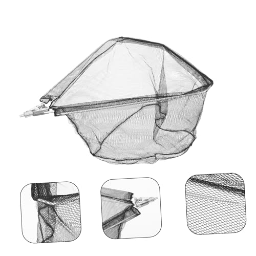 POPETPOP Detachable Fishing Net Head Replacement for Fish Catching Basket Stainless Steel Solid Frame with Portable Lightweight Net for Removal and Fast Water Drainage