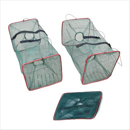 Fishing net Trap Foldable Crawfish Bait Trap nets Suitable for Crabs, Shrimp, Minnow and Crayfish, 3 Pack