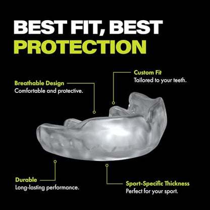 DAMAGE CONTROL Custom Fit Sports Mouthguard – Red – 2-Week Process | Dentist-Designed, Boil & Bite Impression Kit, 2-Week Process, Hand-Fabricated Custom Fit, 3D Scan for Easy Reorders - color: Red