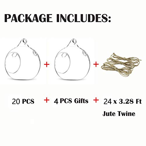 24 Pcs 3.15"/ 8cm Hanging Glass Tealight Holder Globe, Package Improved Plant Terrariums Glass Orbs Air Plants Tea Light Candle Holders, Home Decor Indoor Outdoor Garden (With 2 Holes, 20 Pcs + 4 Pcs) - size: 24 Pcs