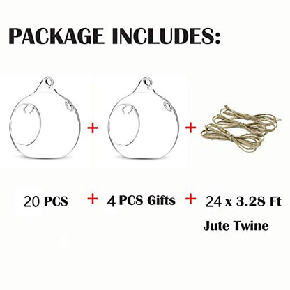 24 Pcs 3.15"/ 8cm Hanging Glass Tealight Holder Globe, Package Improved Plant Terrariums Glass Orbs Air Plants Tea Light Candle Holders, Home Decor Indoor Outdoor Garden (With 2 Holes, 20 Pcs + 4 Pcs) - size: 24 Pcs