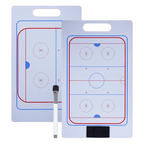 Ice Hockey Dry Erase Coaches Clipboard, 16 x 9.8 inch Double Sided Whiteboard with Marker Pen