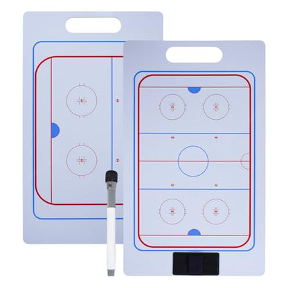 Ice Hockey Dry Erase Coaches Clipboard, 16 x 9.8 inch Double Sided Whiteboard with Marker Pen