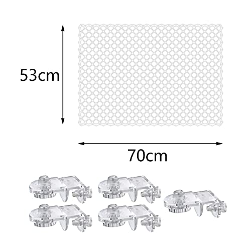 Aquarium Screen Net Cover Anti-Jumping Mesh Guard 20.87x27.56 Inch with 5 Clips