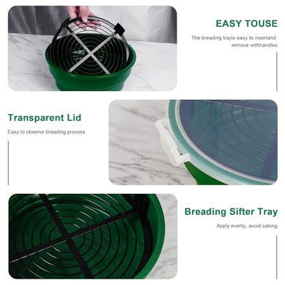 Collapsible Batter Bowl - Mess Free Better Breader Shaker Bowl with Lid Breading Shaker Container - Great for Fried Fish, Fried Chicken, Onion Rings, Wings & More,No Leak,Easy to Store