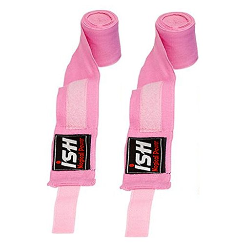 Mexican 180" Elastic Cotton Hand Wraps Bandages for Boxing Kickboxing Muay Thai MMA Training Pair - color: Pink
