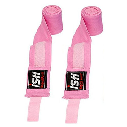 Mexican 180" Elastic Cotton Hand Wraps Bandages for Boxing Kickboxing Muay Thai MMA Training Pair - color: Pink