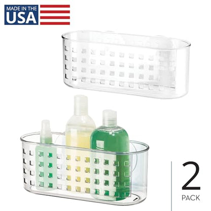 iDesign Hanging Suction Shower Caddy Basket for Bathroom Storage, Set of 2, Clear, Made in USA - style: Pack of 2