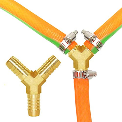 5/8" Hose Barb Thick Brass Y Shaped 3 Way Union Fitting Intersection/Split Water/Fuel/Air - size: 5/8" (90°)