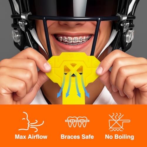 SLEEFS X Football Mouthguard with Strap for High-Impact Shock Protection - color: Yellow With Logo