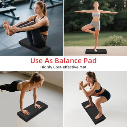 WEILA 1/2 Inch 70"x24" Foldable TPE Yoga Mat, Thick Non Slip Pilates Mat - color: Light Coffee
