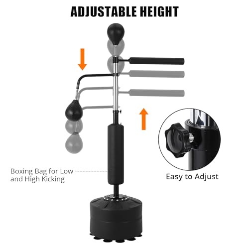 3-in-1 Freestanding Boxing Bag Set with 2 Speed Balls & 360° Relax Bar, Adjustable Punching Bag with Reaction Training Equipment for Adults