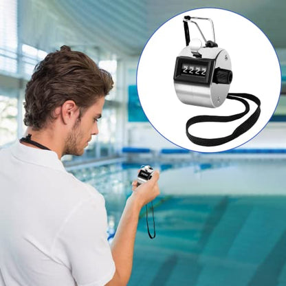 PETKNOWS 5Pcs Handheld Tally Clicker Counter 4 Digital Number for Sports - color: Silver