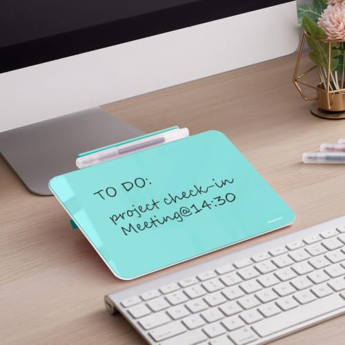 Small Desktop Whiteboard - Glass Dry Erase Board 8 X 6 Inches Tabletop Easel Whiteboard with Stand, Desk Board Buddy for Artist, Teacher and Student - color: 8 X 6 Inches - Light Blue