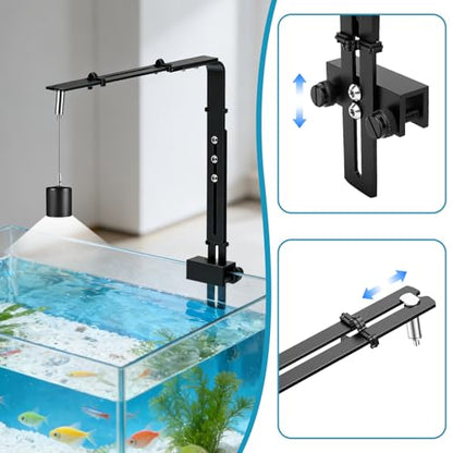 Adjustable Aquarium Light Riser, Universal Aquarium Light Holder for Fish Tank LED Lamps and Aquarium Plant Light, 2.8mm Aluminum (Black)