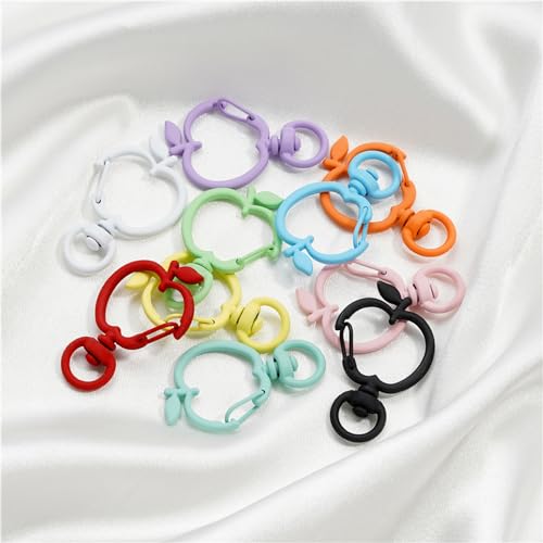 5Pcs Swivel Clasps Snap Hook, Apple Shape Alloy Metal Lobster Claw Clasp for Keychains, DIY Crafting 24 * 38mm (Orange) - color: Orange