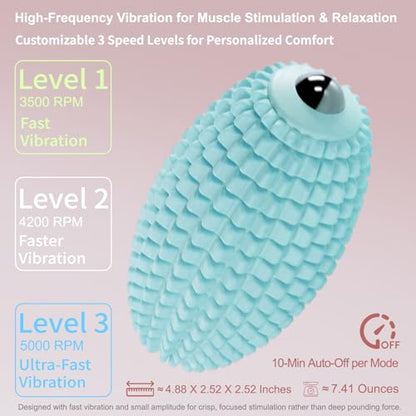 Vibrating Massage Ball for Plantar Fasciitis, Silicone Trigger Point, Myofascial Massage Ball, Deep Tissue Roller for Back, Shoulder, Foot, Muscle Recovery, Hip & Psoas Release Tool (Blue) - color: Blue