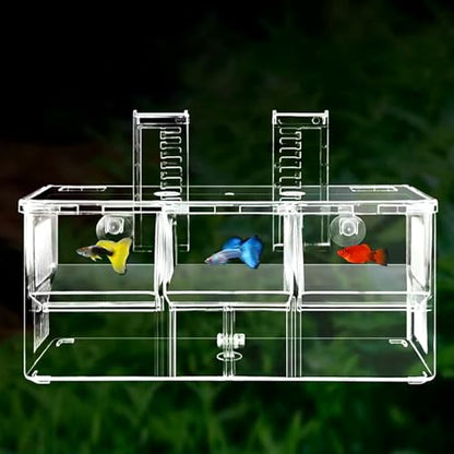 Aquarium Fish Breeding Box,Fish Tank Hatchery Incubator Breeder Box,Fish Separator for Aquarium,Acrylic Hatching Box for Baby Fishes Shrimp Betta Medium Acclimation Isolation (3 Grids)