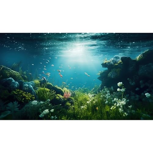 Underwater Aquarium Background Under The Sea Fish Tank Background Ocean Floor Green Aquatic Plants Aquarium Backgrounds Deep Sea Sunray Tropical Fish Aquarium Tank Backgrounds 24x12in - color: Leaf Green, size: 24(W)x12(H)inches/ 60(W)*30cm(H)