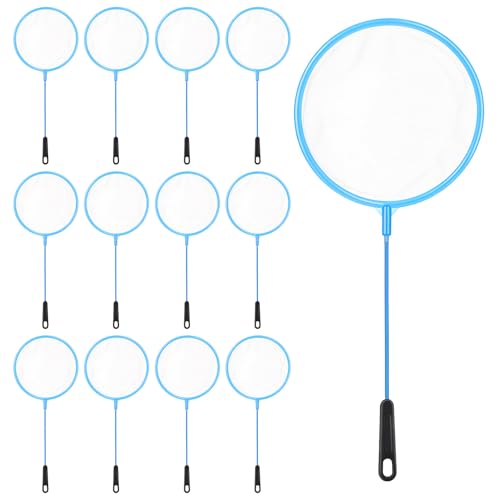 12 Pcs Aquarium Fish Net Cleaner Fish Tank Small Aquarium Nets Mini Cleaner Nets High Density Fishes Fine Tank Filter Net for All Fishes (Blue)