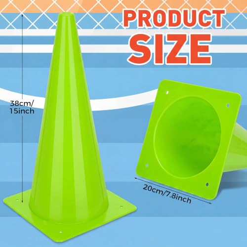 Reginary 12 Pcs 15 Inch Traffic Safety Cone for Sports, Parking - color: Green